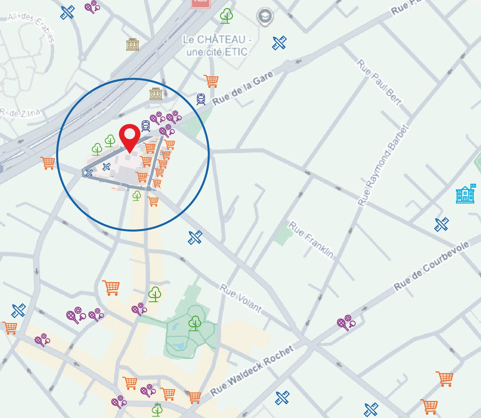 Carte de proximité — 68 Boulevard du Couchant, Nanterre
